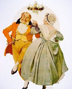 Peinture sur toile de Rockwell Norman Couple Dancing Under Mistletoe 1928 reproduction peinte à la main