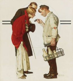Peinture sur toile de Rockwell Norman Couple With Milkman 1935 reproduction peinte à la main