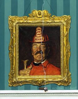 Peinture sur toile de Rockwell Norman Fireman 1944 reproduction peinte à la main