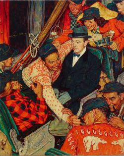 Peinture sur toile de Rockwell Norman Happy Skiers On A Train 1948 reproduction peinte à la main