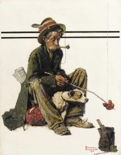 Peinture sur toile de Rockwell Norman Hobo And Dog reproduction peinte à la main