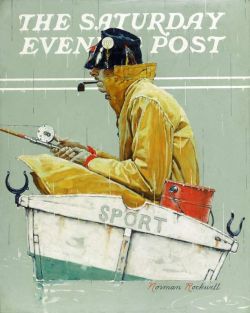 Peinture sur toile de Rockwell Norman Man In Fishing Boat reproduction peinte à la main