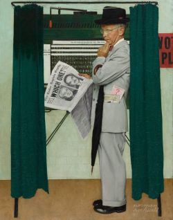 Peinture sur toile de Rockwell Norman Man In Voting Booth reproduction peinte à la main