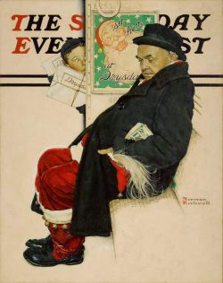 Peinture sur toile de Rockwell Norman Santa On Train 1940 reproduction peinte à la main