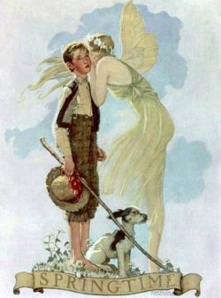 Peinture sur toile de Rockwell Norman Spring Spirit With Boy reproduction peinte à la main