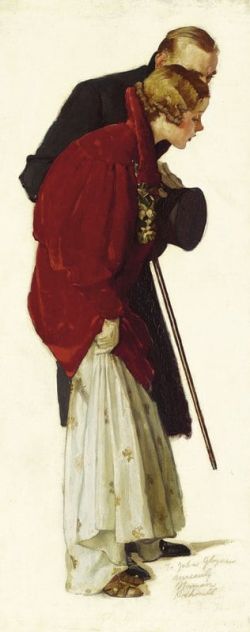 Peinture sur toile de Rockwell Norman Studies For Couple With Milkman Ca. 1935 reproduction peinte à la main