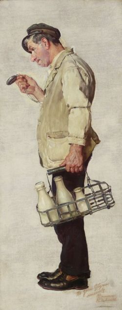 Peinture sur toile de Rockwell Norman Studies For Couple With Milkman Ca. 1935 1 reproduction peinte à la main