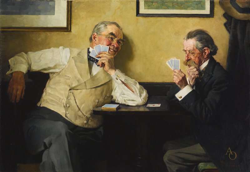Rockwell Norman Two Old Gents Playing Cards