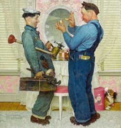 Peinture sur toile de Rockwell Norman Two Plumbers 1951 reproduction peinte à la main