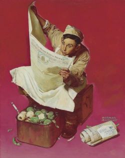 Peinture sur toile de Rockwell Norman Willie Gillis. Hometown News 1942 reproduction peinte à la main