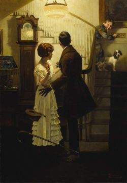 Peinture sur toile de Rockwell Norman Young Couple Surprised By Young Brother reproduction peinte à la main