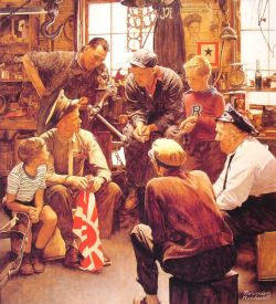 Peinture sur toile de Rockwell, Retour du soldat - Homecoming Marine reproduction peinte à la main