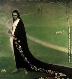 Romaine Brooks, Femme avec des fleurs reproduction peinte à la main