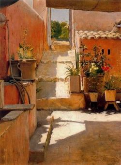 Santiago Rusinol Patio 1892 reproduction peinte à la main