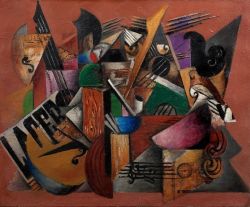 Peinture sur toile de Serge Férat, Nature morte, Lacerba, 1913 reproduction peinte à la main