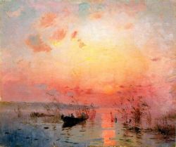 Sergej Vasil Kovskij Sunset On The Lake reproduction peinte à la main