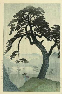 Shiro Kasamatsu Pine In Rain 1938 reproduction peinte à la main