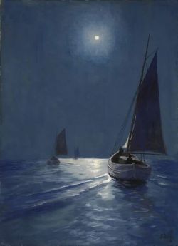 Soter Jaxa-malachowski Night Fishing. 1936 reproduction peinte à la main