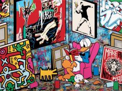 Peinture sur toile de Speedy Graphito Donald Duck reproduction peinte à la main