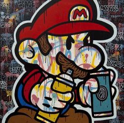 Peinture sur toile de Speedy Graphito Mario reproduction peinte à la main