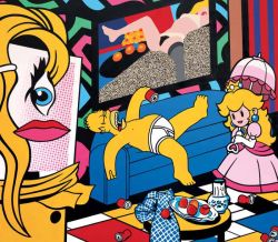 Peinture sur toile de Speedy Graphito Simpsons reproduction peinte à la main