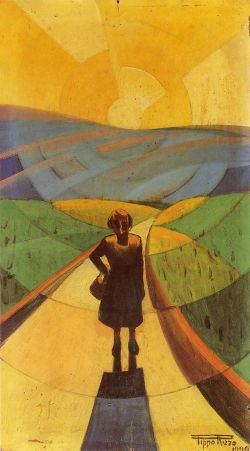 Stefano Vigolo Tramonto Futurista - 1929 reproduction peinte à la main