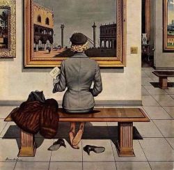 Stevan Dohanos Tired Museum Feet 1956 reproduction peinte à la main