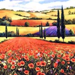 Tan Chun Chiu Red Field reproduction peinte à la main