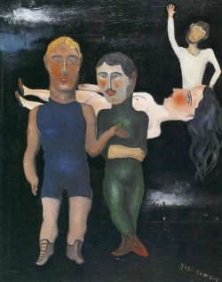 Peinture sur toile de Tanguy, Les artistes du voyage reproduction peinte à la main