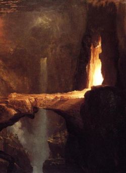 Thomas Cole Expulsion. Moon And Firelight reproduction peinte à la main
