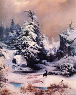 Thomas Moran Winter In The Rockies 1867 reproduction peinte à la main