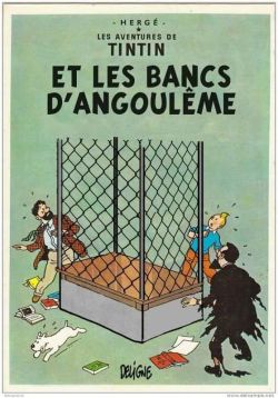 Peinture sur toile de Tintin Et Les Bancs Angouleme reproduction peinte à la main