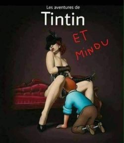 Peinture sur toile de Tintin Et Minou reproduction peinte à la main