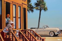 Peinture sur toile de Tintin Hopper Before The Trip Par Xavier Marabout reproduction peinte à la main