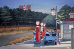 Peinture sur toile de Tintin Hopper Gas Par Xavier Marabout reproduction peinte à la main