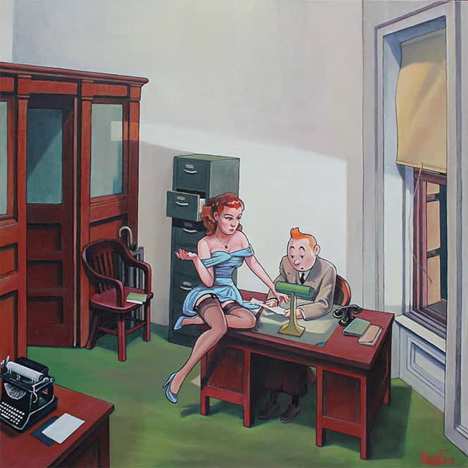 Tintin Hopper Office At Night Par Xavier Marabout