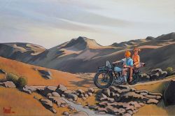 Peinture sur toile de Tintin Hopper On The Motorcycle Par Xavier Marabout reproduction peinte à la main