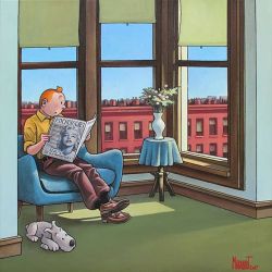 Peinture sur toile de Tintin Hopper Room In Brooklyn Par Xavier Marabout reproduction peinte à la main