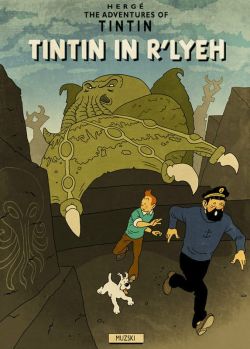 Peinture sur toile de Tintin Tintin In Rlyeh reproduction peinte à la main