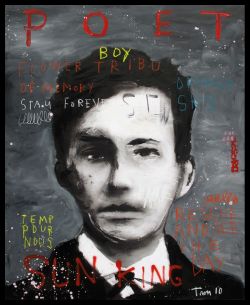Troy Henriksen, Arthur Rimbaud Poet - Version grise reproduction peinte à la main
