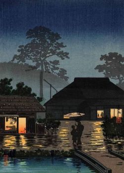 Peinture sur toile de Tsuchiya Koitsu Long Spell Of Rain. 1930 reproduction peinte à la main