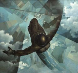 Peinture sur toile de Tullio Crali Before The Parachute Opens reproduction peinte à la main