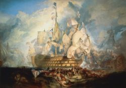 Peinture sur toile de Turner, La bataille de Trafalgar reproduction peinte à la main