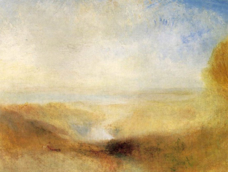 Turner, Paysage avec une rivière et une baie en arrière-plan