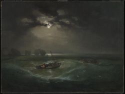 Peinture sur toile de Turner, Pêcheurs en mer reproduction peinte à la main