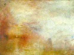 Peinture sur toile de Turner, Soleil couchant sur un lac reproduction peinte à la main