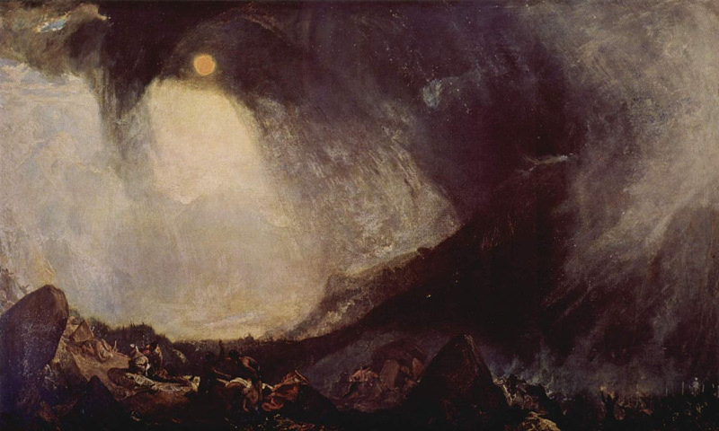 Turner, Tempête de neige - Hannibal et son armée traversant les Aples