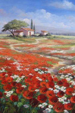 Ute Herrmann Popyseed Field reproduction peinte à la main