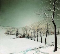 Valerius De Saedeleer Snow Landscape At Dusk 1924 reproduction peinte à la main