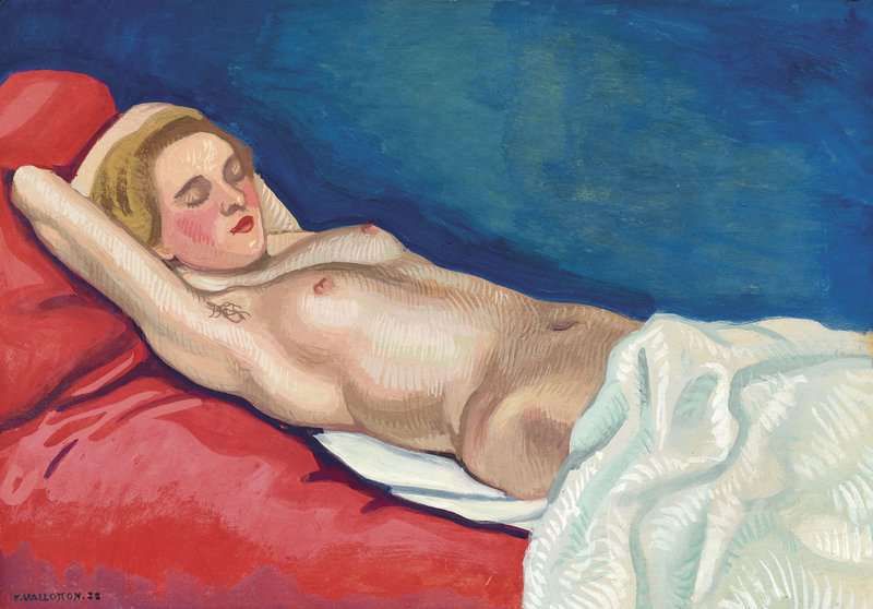 Vallotton Felix Femme Nue Couchee Sur Un Canape Rouge 1923